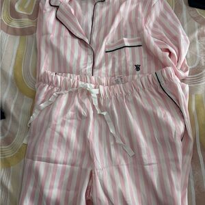Victoria's Secret Pink and White Striped Pajama Set